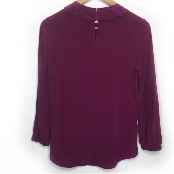 Madewell Silk Peter Pan Blouse plum •SMALL• - Picture 7 of 7